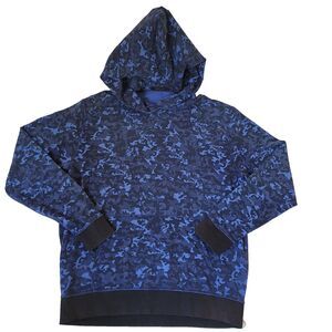 Greyson Hoodie Mens Large Blue Camo Pullover Sweatshirt Made in Peru Soft Knit